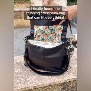 CozyLoucia women’s Black Crossbody Bag with Floral Interior